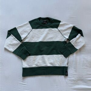 Green and White Striped Sweater